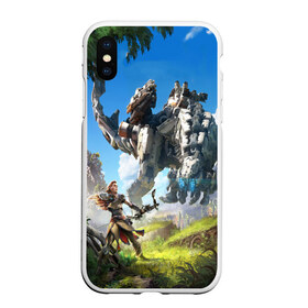 Чехол для iPhone XS Max матовый с принтом HORIZON ZERO DAWN в Тюмени, Силикон | Область печати: задняя сторона чехла, без боковых панелей | aloy | antasy girl | art | artwork | digital art | fantasy | horizon | horizon: zero dawn | landscape | tallneck | warrior fantasy | weapon | zero dawn