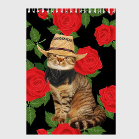 Скетчбук с принтом Мачо Котик Ковбой в Тюмени, 100% бумага
 | 48 листов, плотность листов — 100 г/м2, плотность картонной обложки — 250 г/м2. Листы скреплены сверху удобной пружинной спиралью | cat | cats | kitten | mem | memes | rose | roses | глаза | глазки | киска | кот | котёнок | котик | котики | котэ | котята | кошак | кошка | кошки | красивая | мем | мемчики | милая | прикольная | роза | розы | светлая | темная