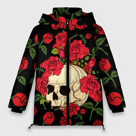 Женская зимняя куртка 3D с принтом Skull Roses в Тюмени, верх — 100% полиэстер; подкладка — 100% полиэстер; утеплитель — 100% полиэстер | длина ниже бедра, силуэт Оверсайз. Есть воротник-стойка, отстегивающийся капюшон и ветрозащитная планка. 

Боковые карманы с листочкой на кнопках и внутренний карман на молнии | rose | roses | анатомия | белая | белое | гот | косплей | кости | кость | костюм | красочная | пират | пираты | подарок | прикольная | роза | светлая | стиль | темная | тренд | чб | череп | черепа | черепушки