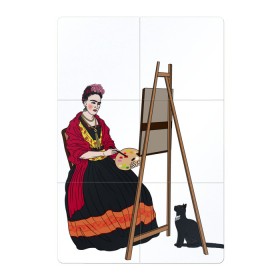 Магнитный плакат 2Х3 с принтом Фрида за мольбертом в Тюмени, Полимерный материал с магнитным слоем | 6 деталей размером 9*9 см | artist | frida kahlo | фрида | фрида кало | художница