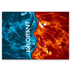 Поздравительная открытка с принтом Valorant Огонь и вода в Тюмени, 100% бумага | плотность бумаги 280 г/м2, матовая, на обратной стороне линовка и место для марки
 | brimstone | coba | csgo | cypher | jett | phoenix | riot games | sage | valorant | viper | валарант | валорант | кс