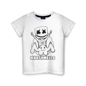 Детская футболка хлопок с принтом MARSHMELLO в Тюмени, 100% хлопок | круглый вырез горловины, полуприлегающий силуэт, длина до линии бедер | dj | marshmello | marshmellow | usa | америка | клуб | клубная музыка | мармело | маршмелло | маршмеллоу | музыка | музыкант