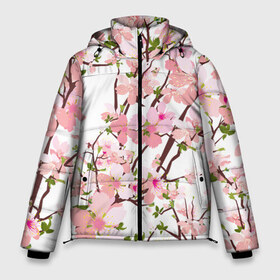 Мужская зимняя куртка 3D с принтом Сакура Sakura в Тюмени, верх — 100% полиэстер; подкладка — 100% полиэстер; утеплитель — 100% полиэстер | длина ниже бедра, свободный силуэт Оверсайз. Есть воротник-стойка, отстегивающийся капюшон и ветрозащитная планка. 

Боковые карманы с листочкой на кнопках и внутренний карман на молнии. | flower | flowers | pink | rose | sakura | девочке | девушке | красивая | парню | подарок | прикольная | приятная | роза | розовая | сакура | текстура | цветок | цветочки | цветы