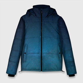Мужская зимняя куртка 3D с принтом BlueSpace в Тюмени, верх — 100% полиэстер; подкладка — 100% полиэстер; утеплитель — 100% полиэстер | длина ниже бедра, свободный силуэт Оверсайз. Есть воротник-стойка, отстегивающийся капюшон и ветрозащитная планка. 

Боковые карманы с листочкой на кнопках и внутренний карман на молнии. | blue | space | star | вселенная | галактика | звезды | космос