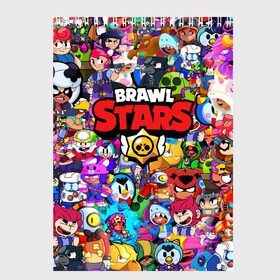 Скетчбук с принтом BRAWL STARS ВСЕ ПЕРСОНАЖИ в Тюмени, 100% бумага
 | 48 листов, плотность листов — 100 г/м2, плотность картонной обложки — 250 г/м2. Листы скреплены сверху удобной пружинной спиралью | 8 bit | 8bit virus | bibi | brawl stars | brock | bull | crow | dinomike | el primo | leon | mobile game | mr.p | nita | poko | ricochet | stars | tara | бравл старс | ворон | леон | мобильные игры