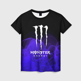 Женская футболка 3D с принтом MONSTER ENERGY в Тюмени, 100% полиэфир ( синтетическое хлопкоподобное полотно) | прямой крой, круглый вырез горловины, длина до линии бедер | adrenalin | energy monster | monster | monster energy | monstr | sport | адреналин | монстер | монстр | напиток | спорт | энергетик