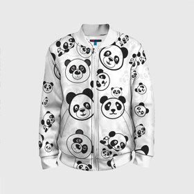 Детский бомбер 3D с принтом Панды в Тюмени, 100% полиэстер | застегивается на молнию, по бокам два кармана без застежек, мягкие манжеты, по низу бомбера и на воротнике — эластичная резинка | арт | животное | животные | зверь | картинка | коала | медведь | мишка | настроение | пальма | панда | панды | рисунок | текстура