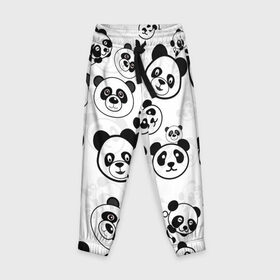 Детские брюки 3D с принтом Панды в Тюмени, 100% полиэстер | манжеты по низу, эластичный пояс регулируется шнурком, по бокам два кармана без застежек, внутренняя часть кармана из мелкой сетки | Тематика изображения на принте: арт | животное | животные | зверь | картинка | коала | медведь | мишка | настроение | пальма | панда | панды | рисунок | текстура