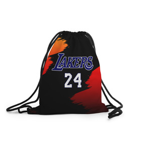 Рюкзак-мешок 3D с принтом Los Angeles Lakers / Kobe Brya в Тюмени, 100% полиэстер | плотность ткани — 200 г/м2, размер — 35 х 45 см; лямки — толстые шнурки, застежка на шнуровке, без карманов и подкладки | 24 | kobe | kobe bean bryant | lakers | los angeles | американский баскетболист | баскетбол | баскетболист | коби | коби бин брайант | лейкерс | лос анджелес | нью йорк