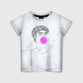 Детская футболка 3D с принтом Bubble gum в Тюмени, 100% гипоаллергенный полиэфир | прямой крой, круглый вырез горловины, длина до линии бедер, чуть спущенное плечо, ткань немного тянется | Тематика изображения на принте: bubble gum | скульптура | статуя