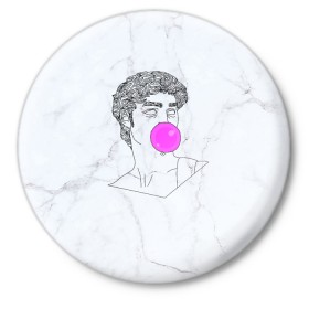 Значок с принтом Bubble gum в Тюмени,  металл | круглая форма, металлическая застежка в виде булавки | Тематика изображения на принте: bubble gum | скульптура | статуя