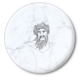 Значок с принтом Посейдон в Тюмени,  металл | круглая форма, металлическая застежка в виде булавки | посейдон | скульптура | статуя