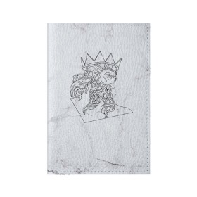 Обложка для паспорта матовая кожа с принтом Нептун в Тюмени, натуральная матовая кожа | размер 19,3 х 13,7 см; прозрачные пластиковые крепления | скульптура | статуя