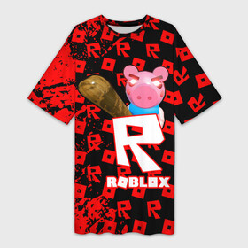 Платье-футболка 3D с принтом ROBLOX: PIGGI. в Тюмени,  |  | game | gamer | logo | minecraft | piggi | roblox | simulator | игра | конструктор | лого | пигги | свинья | симулятор | строительство | фигура