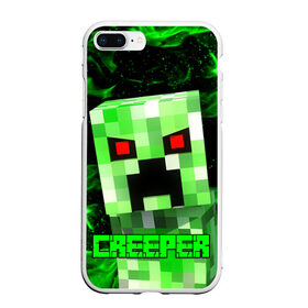 Чехол для iPhone 7Plus/8 Plus матовый с принтом MINECRAFT CREEPER в Тюмени, Силикон | Область печати: задняя сторона чехла, без боковых панелей | Тематика изображения на принте: creeper | game | minecraft | блоки | игра | квадраты | компьютерная | крипер | криппер | майнкрафт | огонь