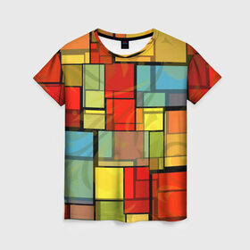 Женская футболка 3D с принтом ГЕОМЕТРИЯ в Тюмени, 100% полиэфир ( синтетическое хлопкоподобное полотно) | прямой крой, круглый вырез горловины, длина до линии бедер | abstract | abstraction | color | fractal | geometry | paitnt | polygon | polygonal | psy | абстракция | геометрия | краски | неоновые | полигоны | психоделика | фрактал