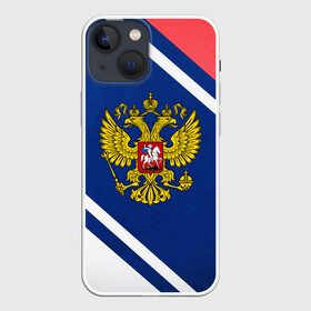 Чехол для iPhone 13 mini с принтом RUSSIA SPORT в Тюмени,  |  | russia | russia sport | народный | народный стиль | отечество | патриот | роспись | россия | россия спорт | русский | спорт | триколор | узоры | флаг | я русский