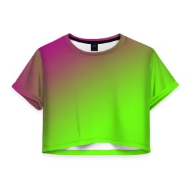Женская футболка Crop-top 3D с принтом Кислотная в Тюмени, 100% полиэстер | круглая горловина, длина футболки до линии талии, рукава с отворотами | gradient | summer | textures | tie dye | абстракт | градиент | лето | переход | радуга | тай дай | текстура | текстуры | хиппи | цвета