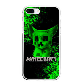 Чехол для iPhone 7Plus/8 Plus матовый с принтом MINECRAFT CAT в Тюмени, Силикон | Область печати: задняя сторона чехла, без боковых панелей | Тематика изображения на принте: creeper | game | minecraft | блоки | игра | квадраты | компьютерная | кот | котенок | кошка | крипер | криппер | майнкрафт | огонь