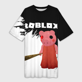 Платье-футболка 3D с принтом Roblox piggy Свинка Пигги. в Тюмени,  |  | game | gamer | logo | minecraft | piggi | roblox | simulator | игра | конструктор | лого | пигги | свинья | симулятор | строительство | фигура