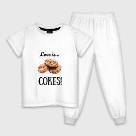 Детская пижама хлопок с принтом Печеньки в Тюмени, 100% хлопок |  брюки и футболка прямого кроя, без карманов, на брюках мягкая резинка на поясе и по низу штанин
 | Тематика изображения на принте: love | десерт | еда | кулинария | любовь | печенье | сладости