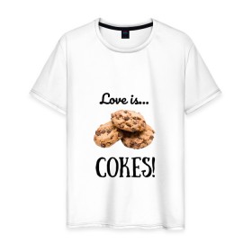 Мужская футболка хлопок с принтом Печеньки в Тюмени, 100% хлопок | прямой крой, круглый вырез горловины, длина до линии бедер, слегка спущенное плечо. | love | десерт | еда | кулинария | любовь | печенье | сладости