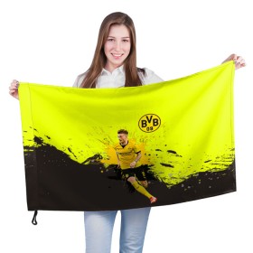 Флаг 3D с принтом Марко Ройс в Тюмени, 100% полиэстер | плотность ткани — 95 г/м2, размер — 67 х 109 см. Принт наносится с одной стороны | marco reus | боруссия | бундеслига | германия | марко ройс | фанат | футбол