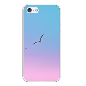 Чехол для iPhone 5/5S матовый с принтом чайки птицы полет градиент в Тюмени, Силикон | Область печати: задняя сторона чехла, без боковых панелей | градиент | закат | минимализм | небо | полет | природа | просто | птицы | рассвет | чайки