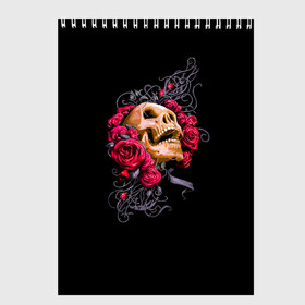 Скетчбук с принтом Skull&Rose в Тюмени, 100% бумага
 | 48 листов, плотность листов — 100 г/м2, плотность картонной обложки — 250 г/м2. Листы скреплены сверху удобной пружинной спиралью | 