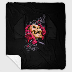 Плед с рукавами с принтом Skull&Rose в Тюмени, 100% полиэстер | Закругленные углы, все края обработаны. Ткань не мнется и не растягивается. Размер 170*145 | 