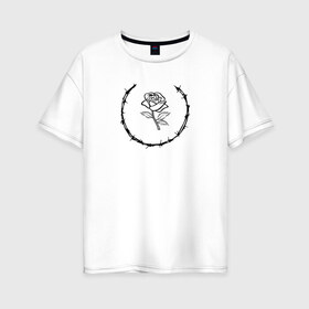 Женская футболка хлопок Oversize с принтом MXDVS ROSE в Тюмени, 100% хлопок | свободный крой, круглый ворот, спущенный рукав, длина до линии бедер
 | 1993 | 19993 | bones | brend | kill yourself | make earth great again | max | mxdvs | mxdvs logo | mxdvs mask | mxdvs маска | rose | roses | skull | street wear | terror | бренд | кости | макс | макс рейндерс | мхдвс | роза | череп