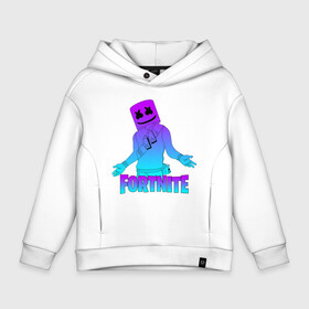 Детское худи Oversize хлопок с принтом FORTNITE x MARSHMELLO  в Тюмени, френч-терри — 70% хлопок, 30% полиэстер. Мягкий теплый начес внутри —100% хлопок | боковые карманы, эластичные манжеты и нижняя кромка, капюшон на магнитной кнопке | Тематика изображения на принте: deadmau5 | fortnite | fortnite 2 | fortnite x маршмелло | ikonik | marshmello | ninja | ninja streamer | raven | travis scott | ворон | иконик | ниндзя | пили | рейвен | трэвис скотт | фортнайт