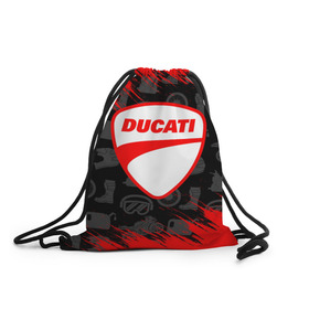 Рюкзак-мешок 3D с принтом DUCATI [2] в Тюмени, 100% полиэстер | плотность ткани — 200 г/м2, размер — 35 х 45 см; лямки — толстые шнурки, застежка на шнуровке, без карманов и подкладки | ducati | moto | дукати | мото | мотоцикл