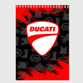 Скетчбук с принтом DUCATI [2] в Тюмени, 100% бумага
 | 48 листов, плотность листов — 100 г/м2, плотность картонной обложки — 250 г/м2. Листы скреплены сверху удобной пружинной спиралью | ducati | moto | дукати | мото | мотоцикл