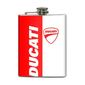 Фляга с принтом DUCATI [4] в Тюмени, металлический корпус | емкость 0,22 л, размер 125 х 94 мм. Виниловая наклейка запечатывается полностью | Тематика изображения на принте: ducati | moto | дукати | мото | мотоцикл