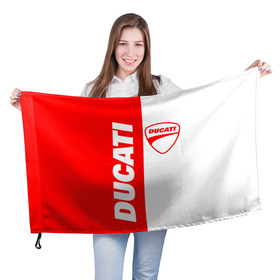 Флаг 3D с принтом DUCATI [4] в Тюмени, 100% полиэстер | плотность ткани — 95 г/м2, размер — 67 х 109 см. Принт наносится с одной стороны | ducati | moto | дукати | мото | мотоцикл