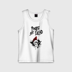 Детская майка хлопок с принтом Punks not dead в Тюмени,  |  | punk | punks | punks not dead | skull | ирокез | панк | панк не мёртв | панк не умер | панк череп | череп | череп с ирокезом