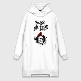 Платье-худи хлопок с принтом Punks not dead в Тюмени,  |  | punk | punks | punks not dead | skull | ирокез | панк | панк не мёртв | панк не умер | панк череп | череп | череп с ирокезом