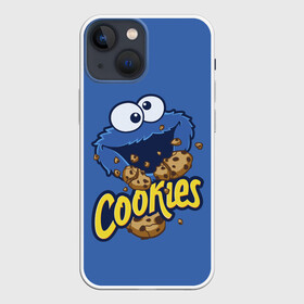 Чехол для iPhone 13 mini с принтом Cookies в Тюмени,  |  | cookie | cookiemonster | delicious | eat | monster | yummy | еда | коржик | куки | кукимонстр | монстр | печенье | сезам | сладости | улица | улицасезам