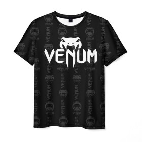 Мужская футболка 3D с принтом VENUM | ВЕНУМ в Тюмени, 100% полиэфир | прямой крой, круглый вырез горловины, длина до линии бедер | mma | snake | sports | ufc | venum | venum mma | бокс | борьба | бренд | венум | единоборства | змея | мма | спорт | юфс