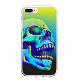 Чехол для iPhone 7Plus/8 Plus матовый с принтом Neon skull в Тюмени, Силикон | Область печати: задняя сторона чехла, без боковых панелей | color | grin | jaw | orbits | skull | teeth | зубы | оскал | пасть | цвет | череп