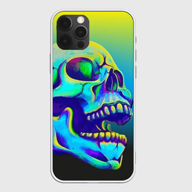 Чехол для iPhone 12 Pro Max с принтом Neon skull в Тюмени, Силикон |  | Тематика изображения на принте: color | grin | jaw | orbits | skull | teeth | зубы | оскал | пасть | цвет | череп