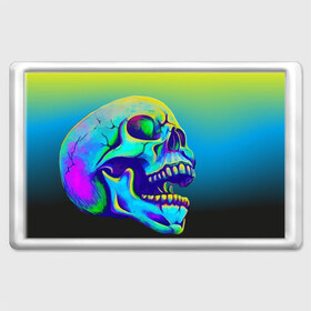 Магнит 45*70 с принтом Neon skull в Тюмени, Пластик | Размер: 78*52 мм; Размер печати: 70*45 | Тематика изображения на принте: color | grin | jaw | orbits | skull | teeth | зубы | оскал | пасть | цвет | череп