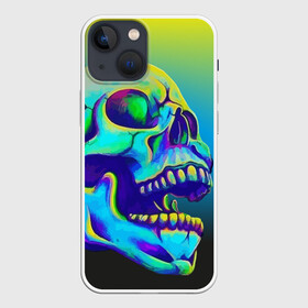 Чехол для iPhone 13 mini с принтом Neon skull в Тюмени,  |  | color | grin | jaw | orbits | skull | teeth | зубы | оскал | пасть | цвет | череп