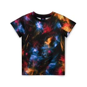 Детская футболка 3D с принтом КОСМИЧЕСКИЕ ВОЛНЫ в Тюмени, 100% гипоаллергенный полиэфир | прямой крой, круглый вырез горловины, длина до линии бедер, чуть спущенное плечо, ткань немного тянется | colors | galaxy | paints | space | star
nebula | texture | абстракция | брызги | вселенная | галактика | звезда | звезды | космический | краски | планеты | текстуры