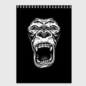 Скетчбук с принтом Face of gorilla в Тюмени, 100% бумага
 | 48 листов, плотность листов — 100 г/м2, плотность картонной обложки — 250 г/м2. Листы скреплены сверху удобной пружинной спиралью | арт | горилла | животные | звери | картинка | лицо гориллы | обезьяна | рисунок