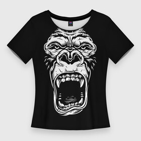 Женская футболка 3D Slim с принтом Face of gorilla в Тюмени,  |  | арт | горилла | животные | звери | картинка | лицо гориллы | обезьяна | рисунок