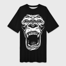 Платье-футболка 3D с принтом Face of gorilla в Тюмени,  |  | арт | горилла | животные | звери | картинка | лицо гориллы | обезьяна | рисунок