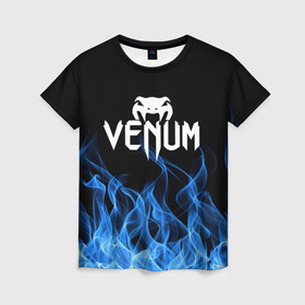 Женская футболка 3D с принтом VENUM. в Тюмени, 100% полиэфир ( синтетическое хлопкоподобное полотно) | прямой крой, круглый вырез горловины, длина до линии бедер | mma | sport | venum | бокс | венум | единоборство | мма | спорт