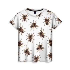 Женская футболка 3D с принтом В пауках в Тюмени, 100% полиэфир ( синтетическое хлопкоподобное полотно) | прямой крой, круглый вырез горловины, длина до линии бедер | pattern | spider | джунгли | дикие | животные | жуки | звери | лапы | мерзкие | монстр | насекомые | паттерн | паук | пауки | паутина | паучок | птицеед | страшный | существа | тараканы | тарантул | тропики